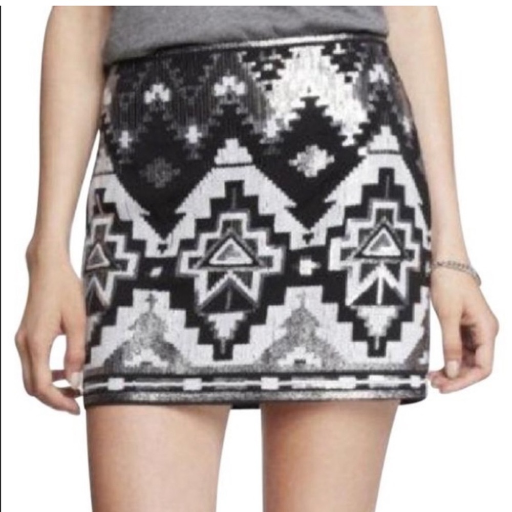 Express Aztec Sequin Mini Skirt